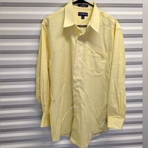 Business Casual Damon Dobby Dress Shirt‎ Men's 16.5 34/35 Yellow Button Up